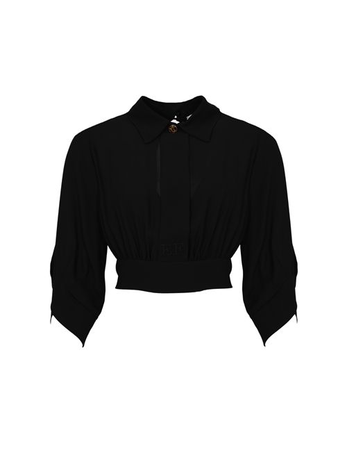 Camicia in georgette di viscosa con fusciacca Nero Elisabetta Franchi | CA14761E2110
